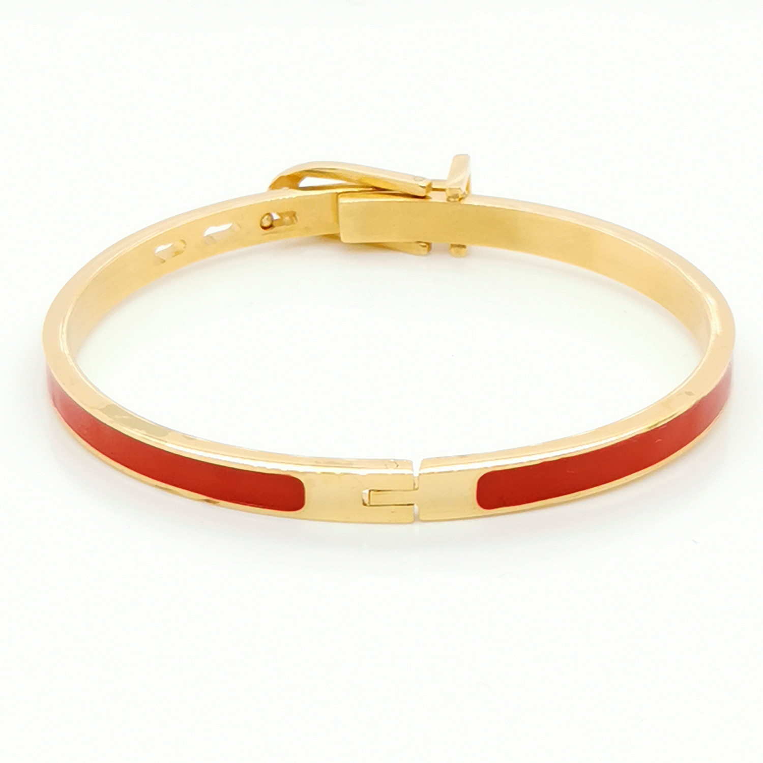 Bracelet Dimacci Condé acier jaune émail rouge