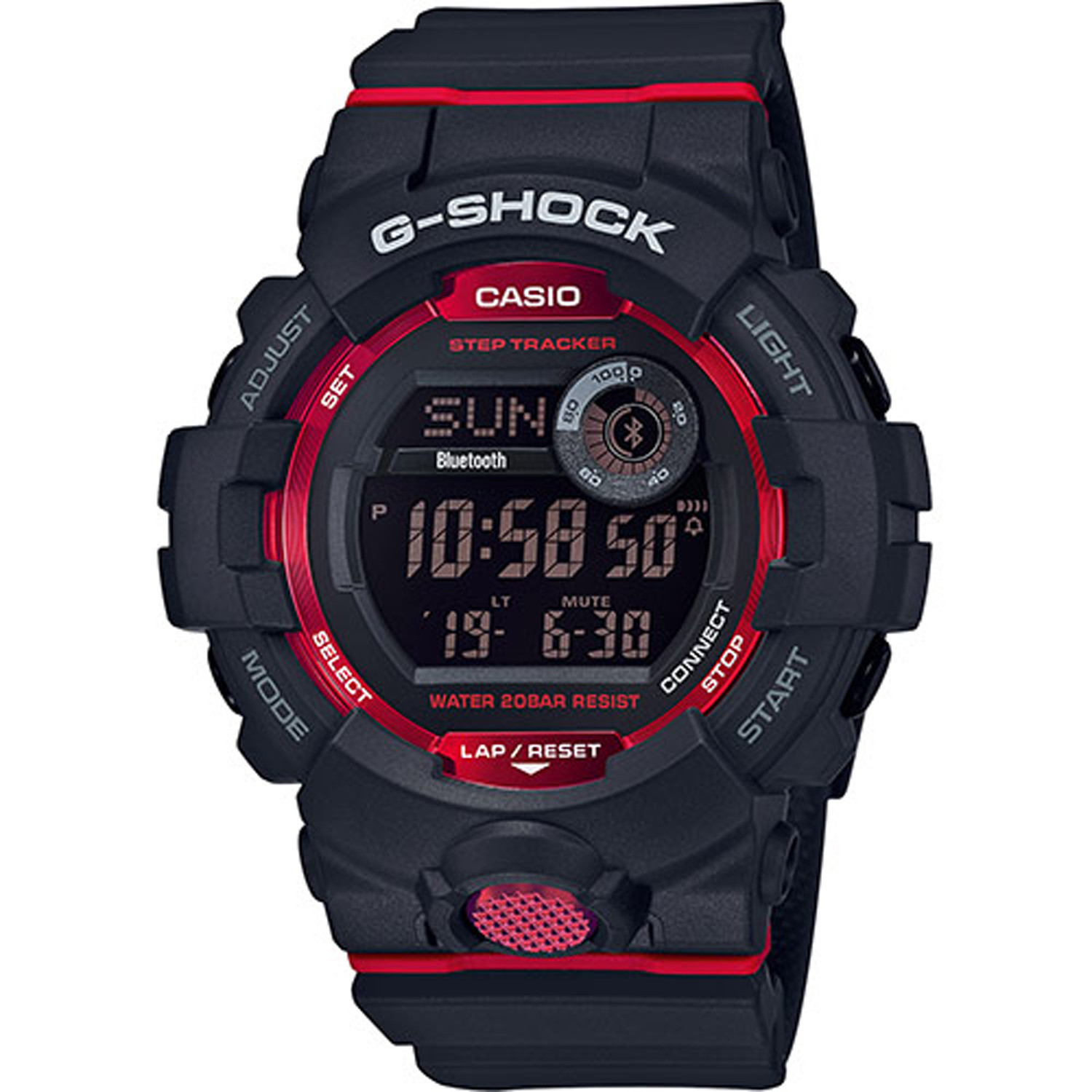 Montre Casio G-Shock noire et rouge
Bluetooth