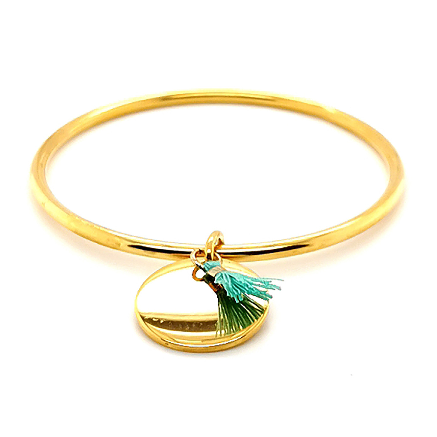 Bracelet jonc doré Brillaxis médaille + pompon
turquoise