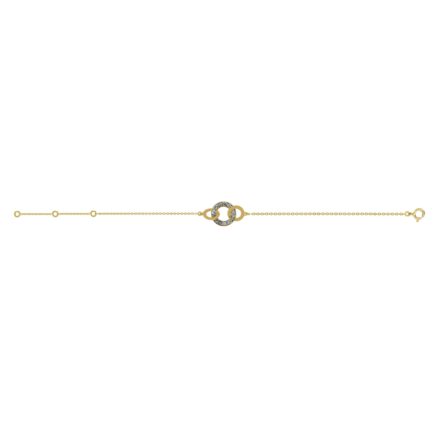Bracelet motifs anneaux laque paillettée or jaune