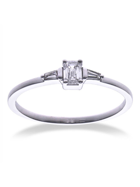 Solitaire accompagné or 18 carats diamants