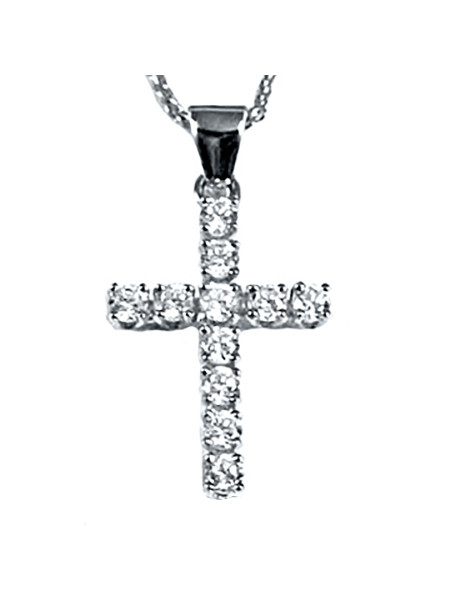 Pendentif croix diamants or blanc 750/1000