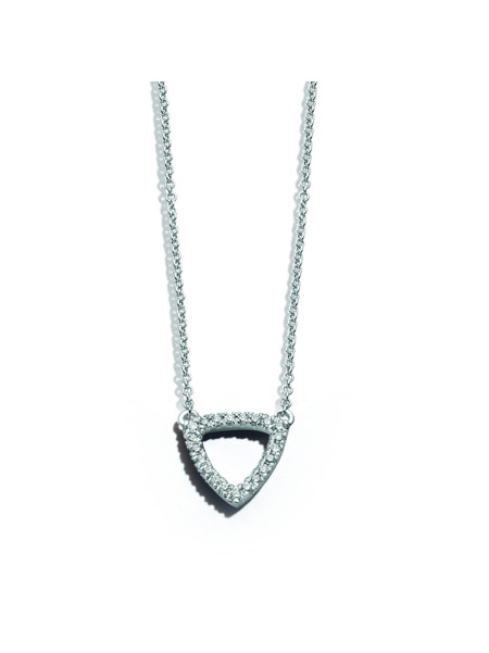 Collier or blanc 18 carats diamants triangle