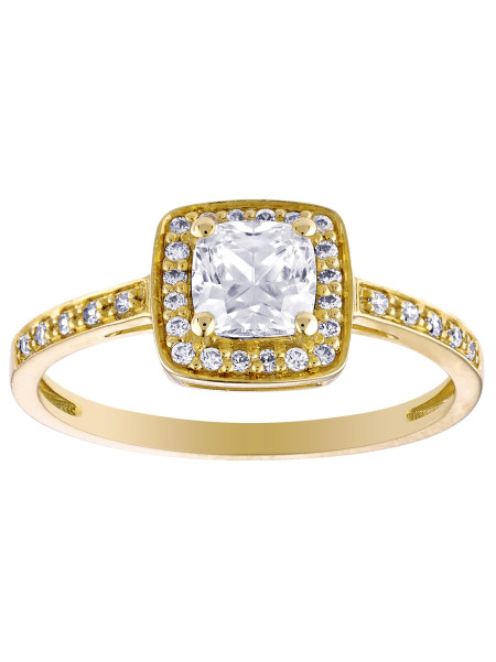 Bague Brillaxis style coussin or 9 carats