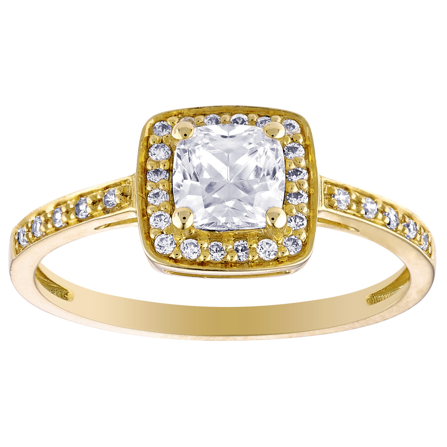 Bague Brillaxis style coussin or 9 carats