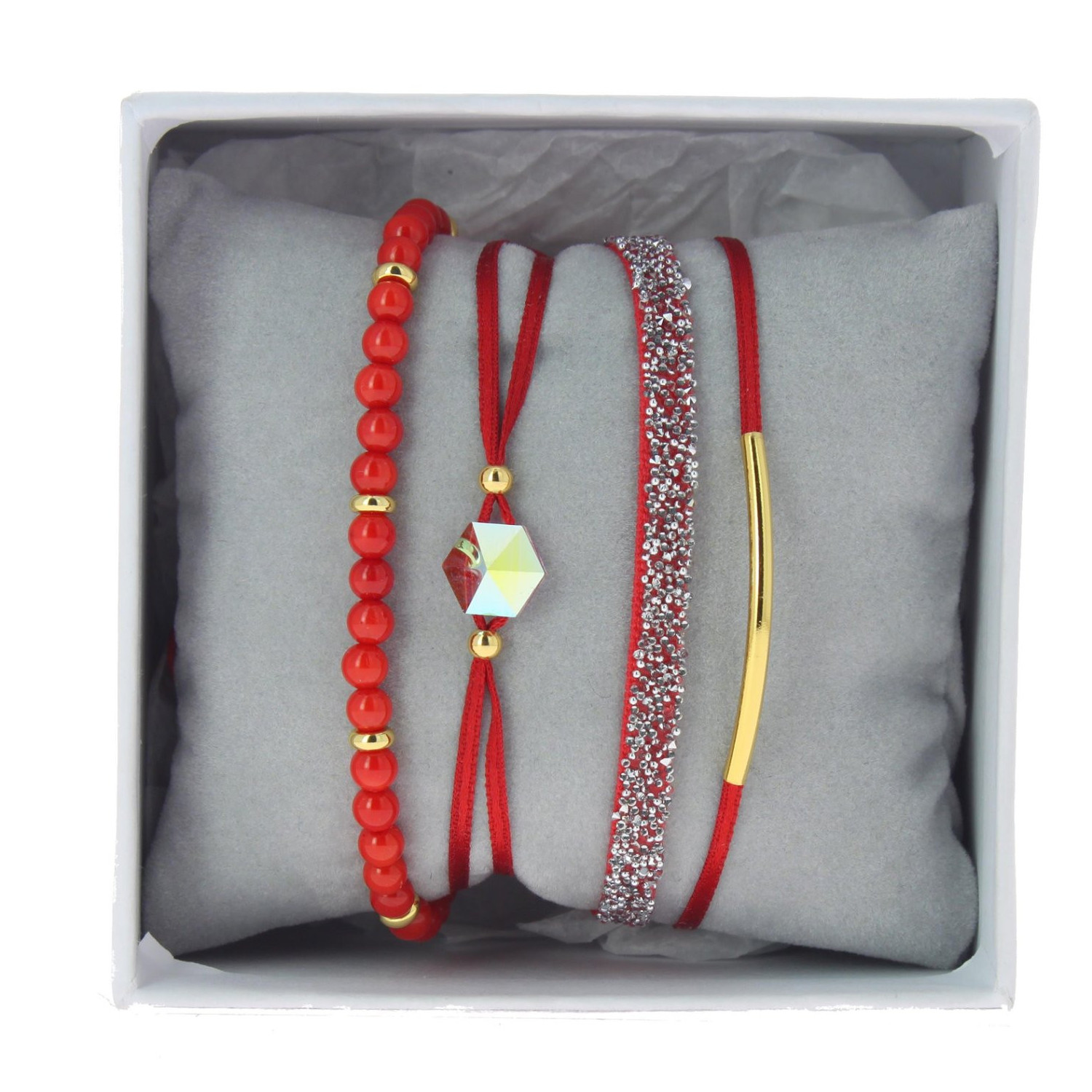 Bracelets Les Interchangeables Strass Box Fabric 4
Rouge / Or Jaune