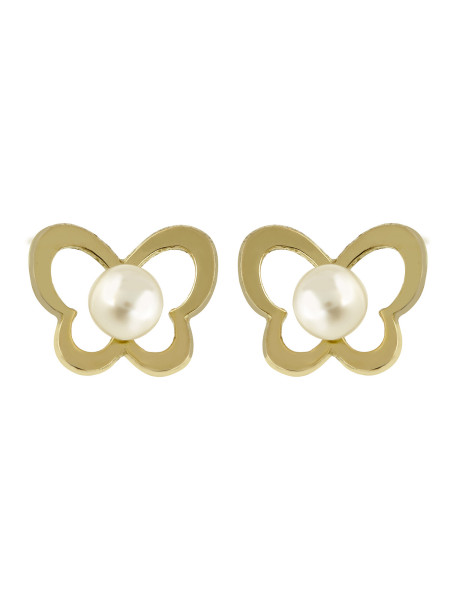 Boucles d'oreilles Brillaxis papillon et perle