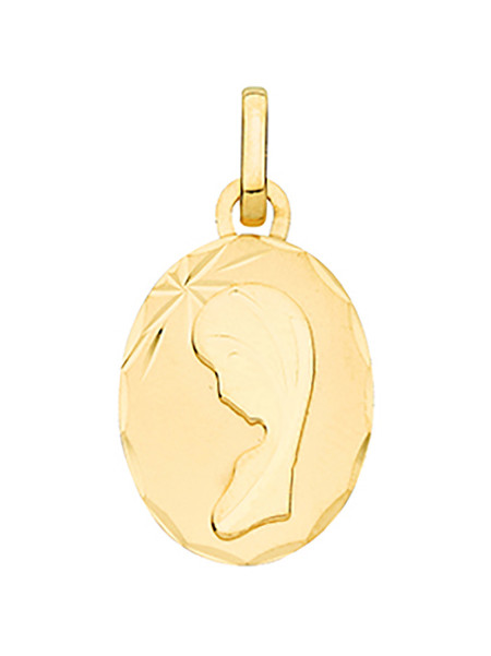 Médaille ovale Brillaxis vierge or jaune 9 carats