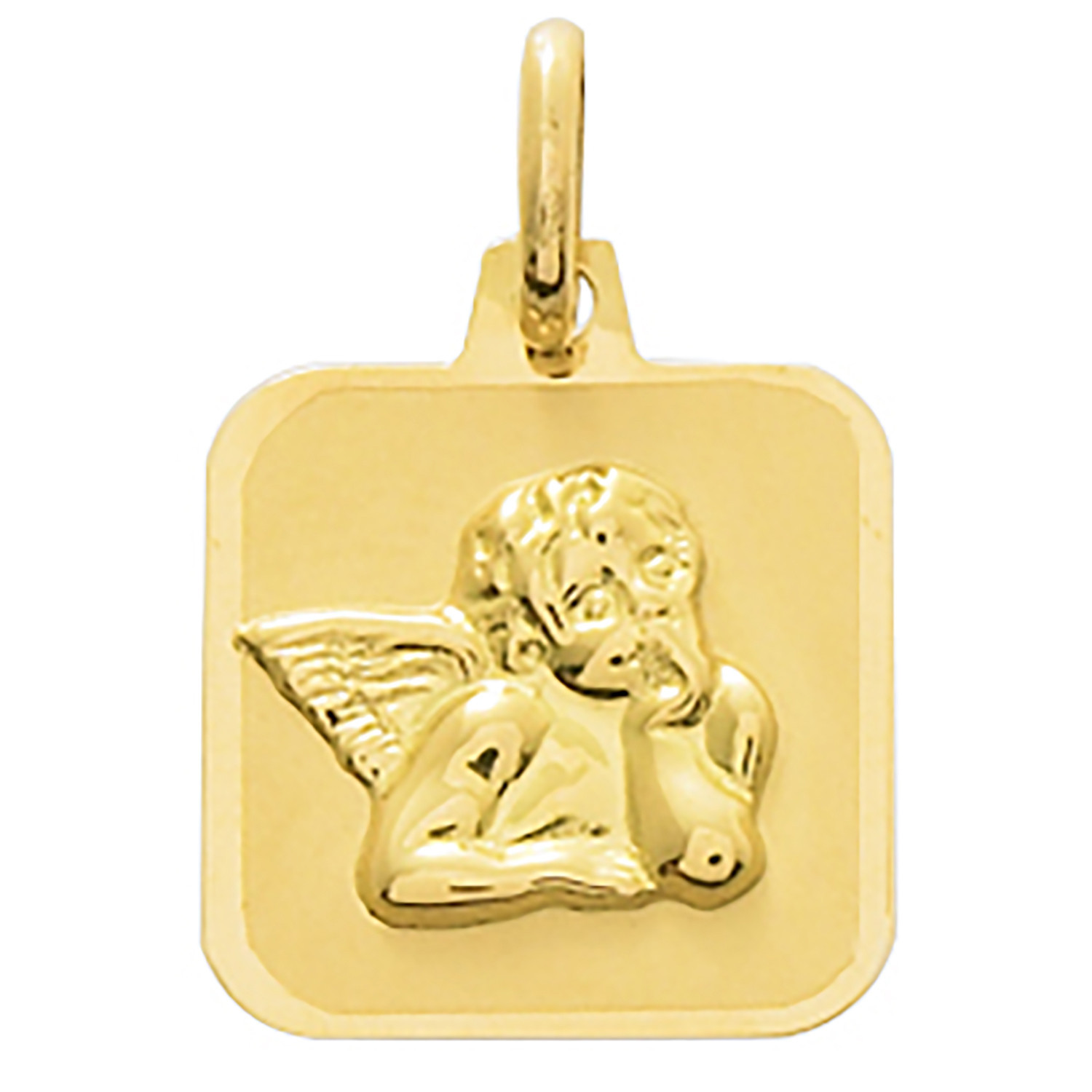 Médaille Brillaxis carrée ange or jaune 375