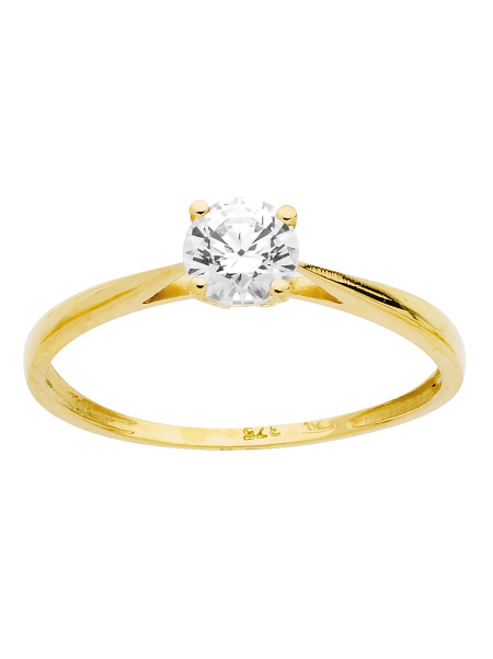 Solitaire oxyde griffes or jaune 9 carats 5 mm