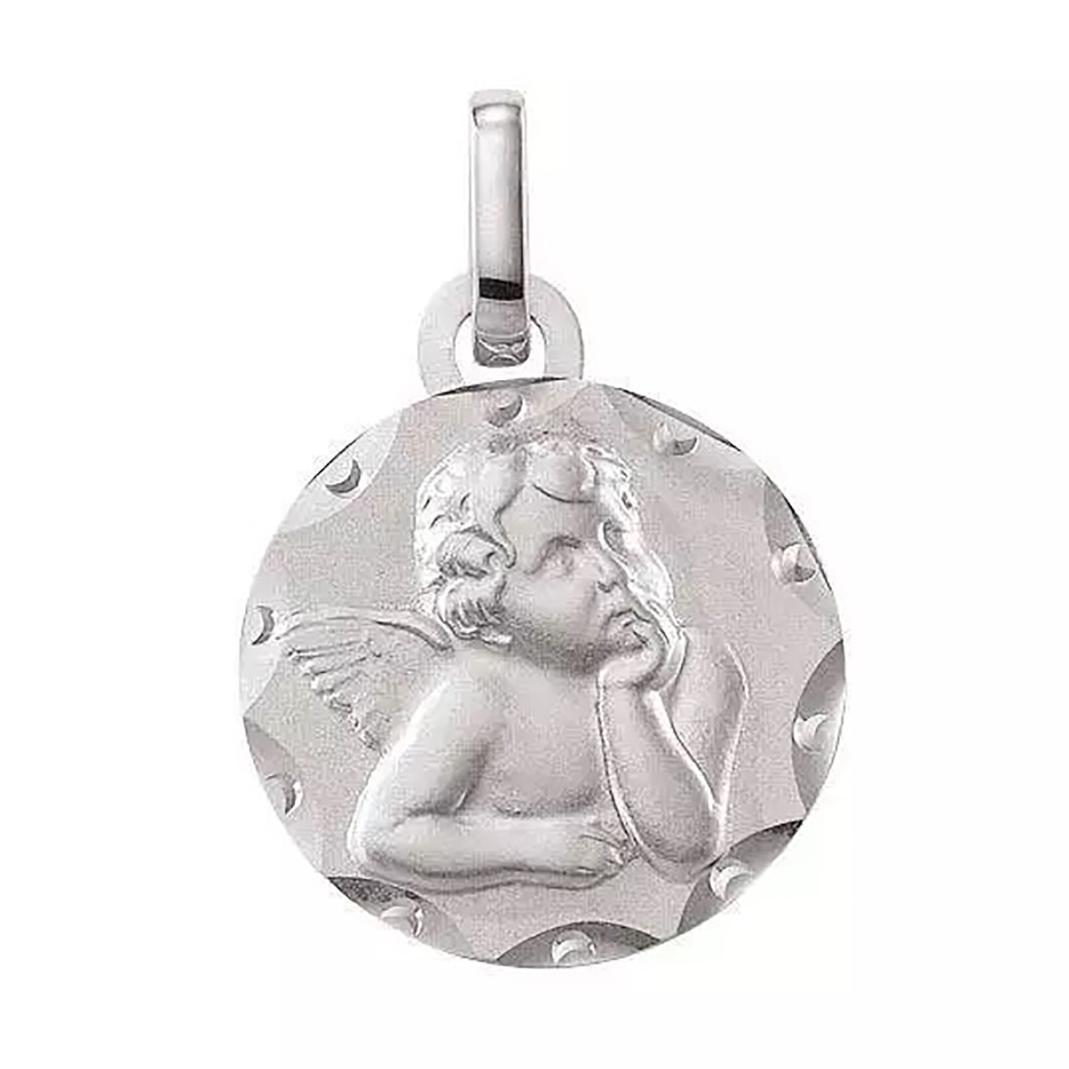 Médaille Brillaxis ange ronde or gris