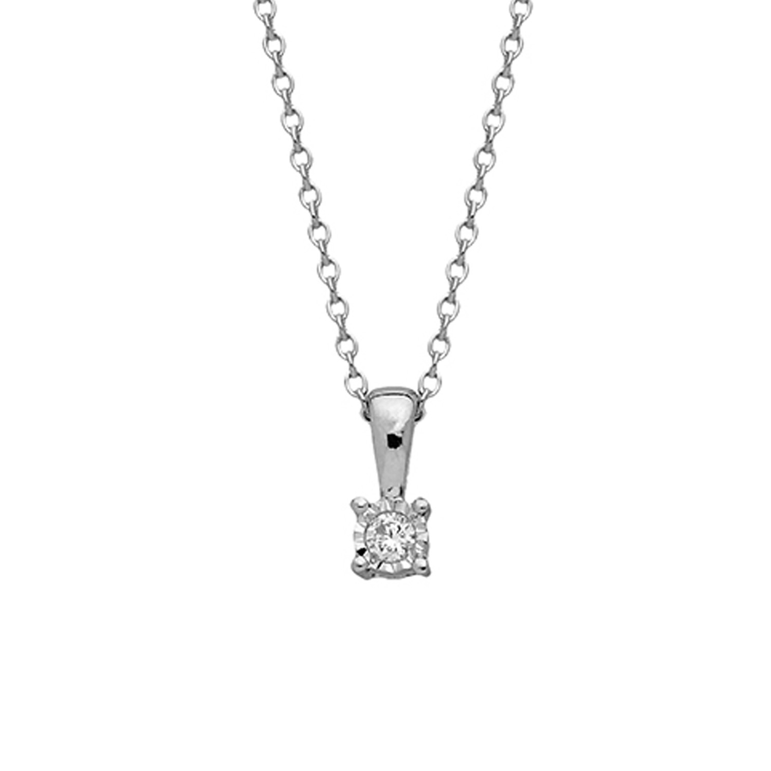 Collier Brillaxis solitaire diamant 3mm
or blanc 9 carats