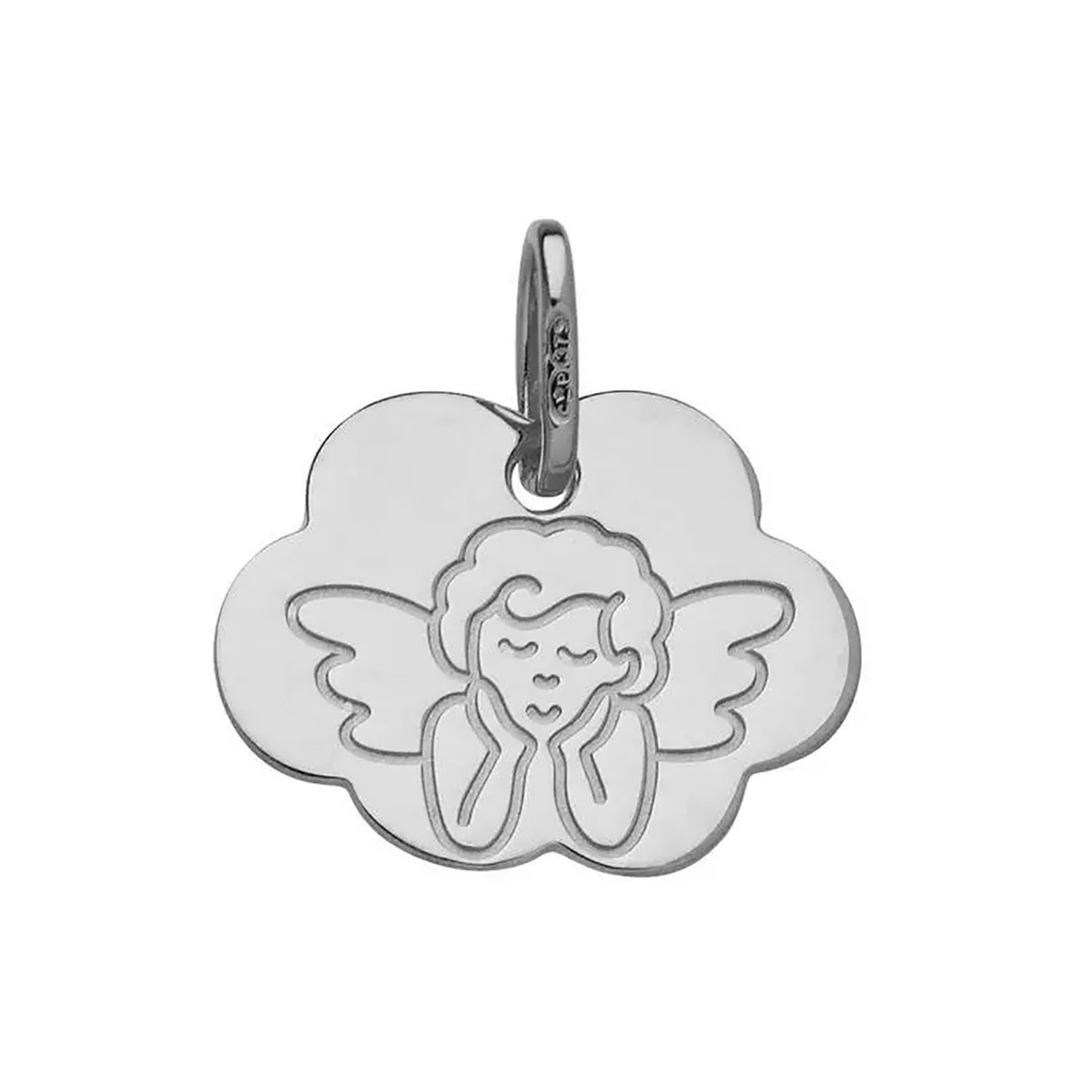 Médaille Brillaxis ange nuage or blanc 9 carats