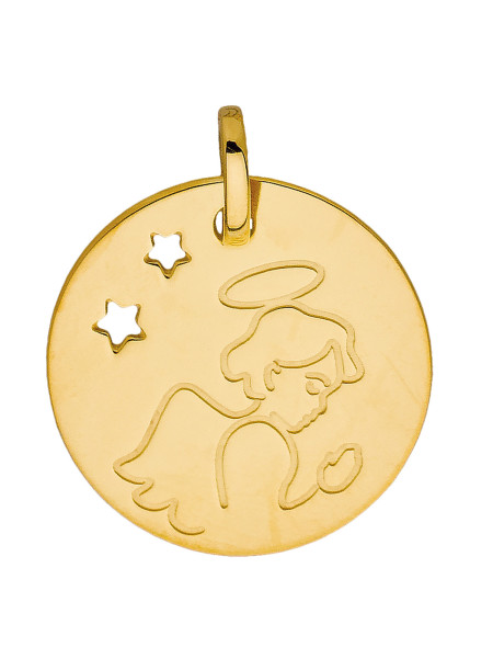 Médaille Brillaxis Ange étoiles or 9 carats