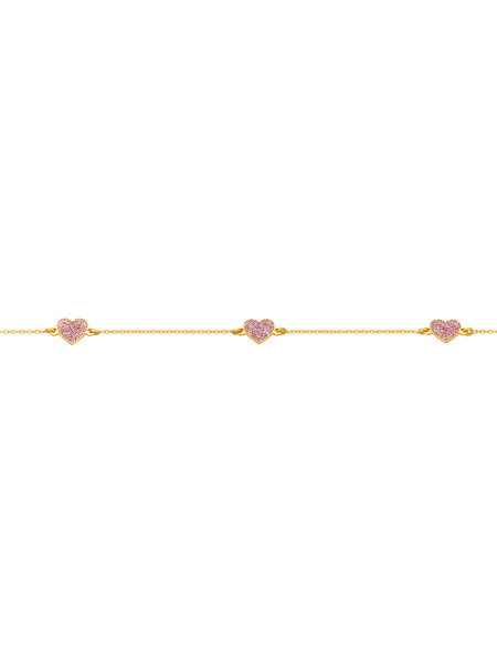 Bracelet Brillaxis or jaune motif coeur laque rose