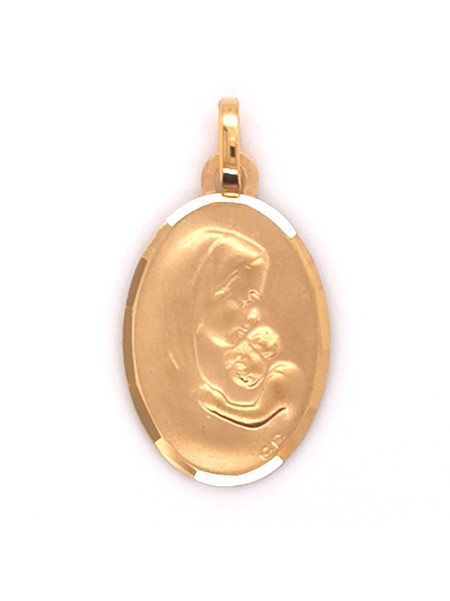 Médaille Brillaxis Vierge à l'enfant or 9 carats