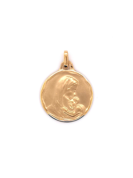 Médaille Brillaxis vierge à l'enfant or 18 carats