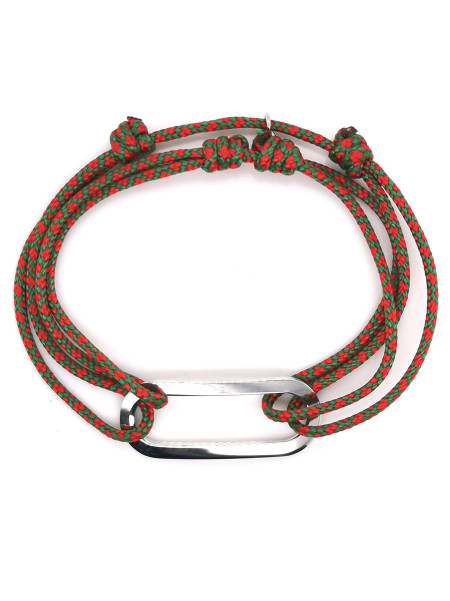 Bracelet homme Olivier Lafond Figaro anneau lisse
double lien rouge et vert