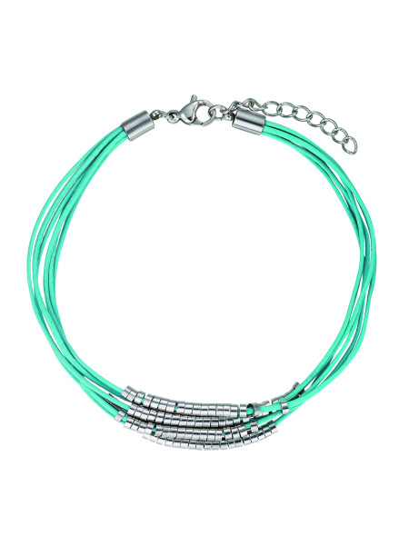 Bracelet Go Mademoiselle multi-rangs cuir turquoise