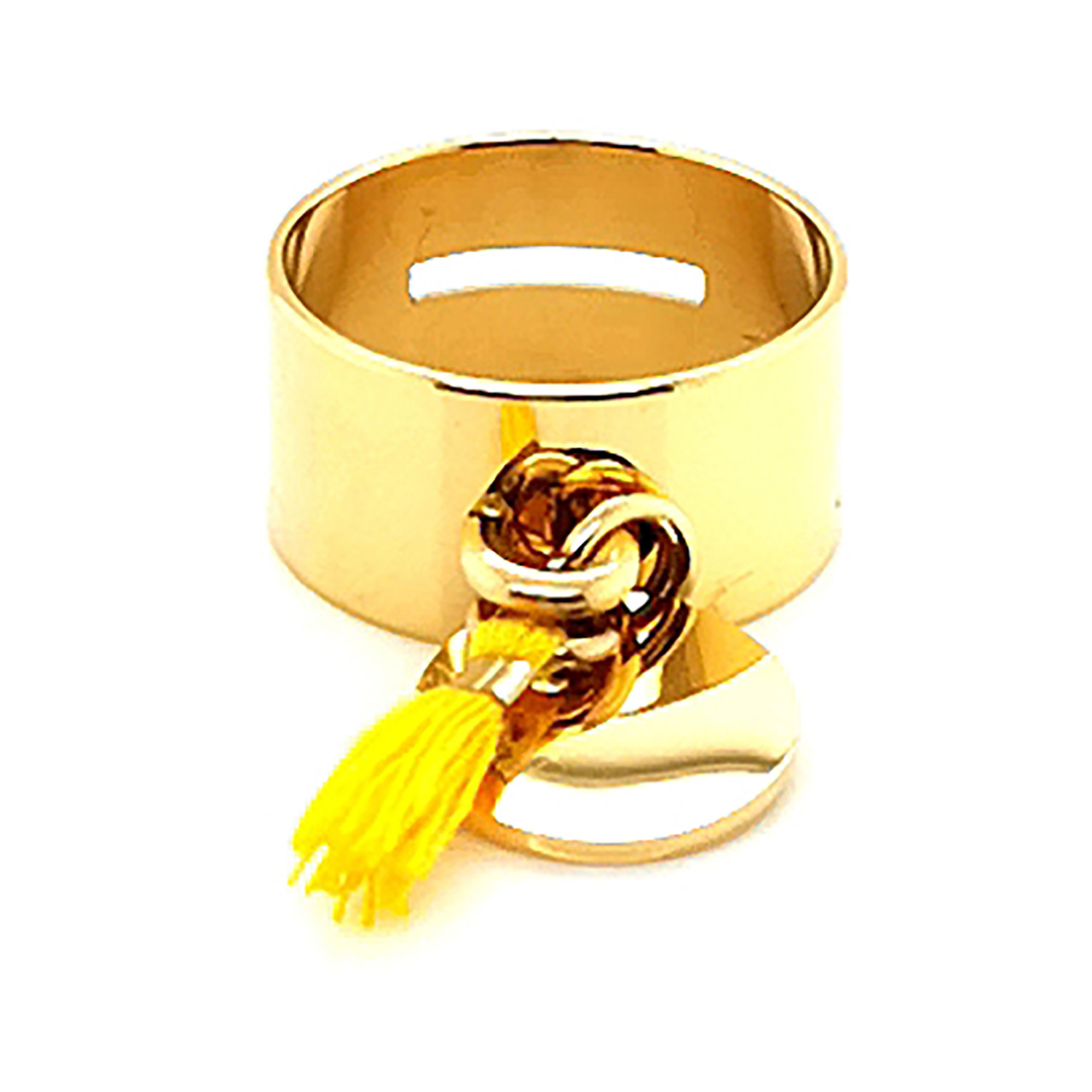 Bague tube dorée Brillaxis médaille + pompon jaune