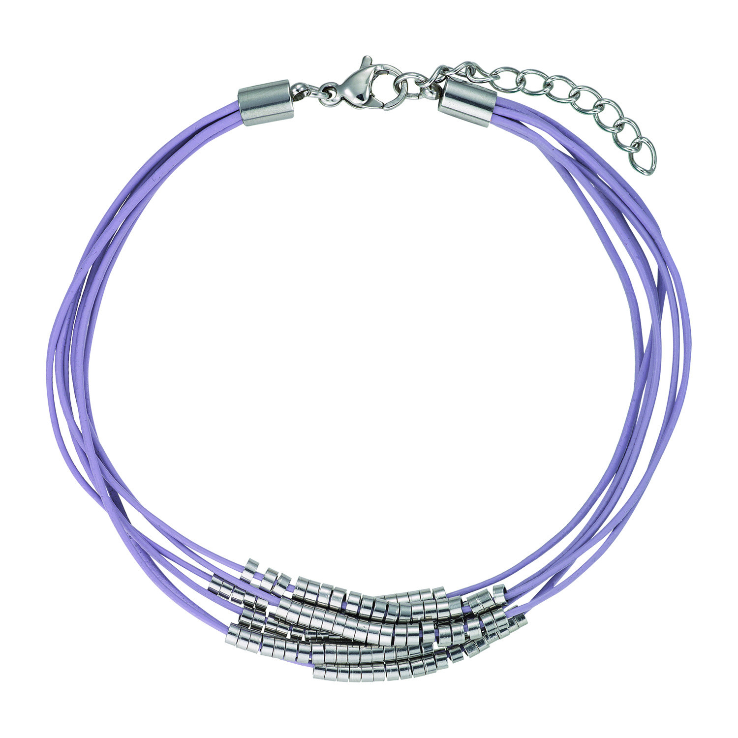 Bracelet Go Mademoiselle multi-rangs cuir violet