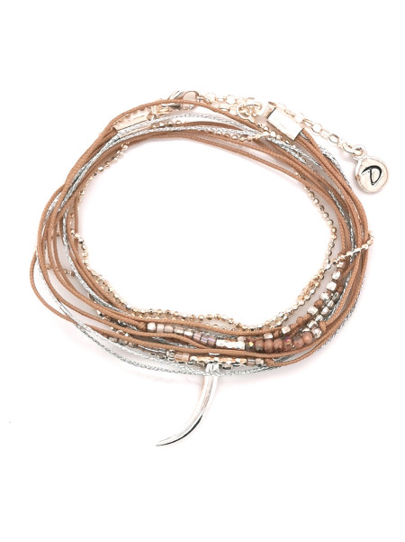 Bracelet Doriane multi-tours , perles et corne agt
