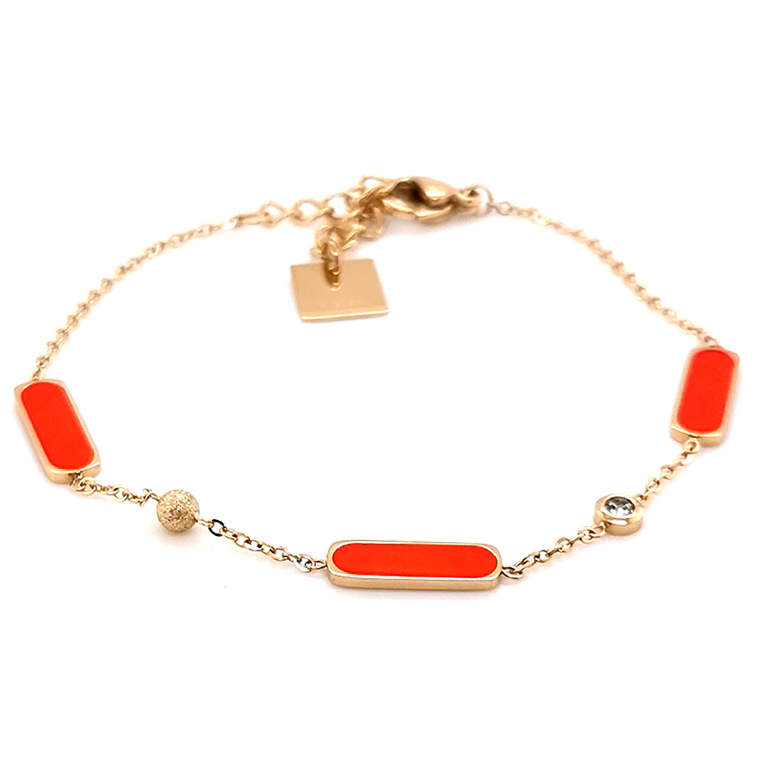 Bracelet Zag doré et rouge corail