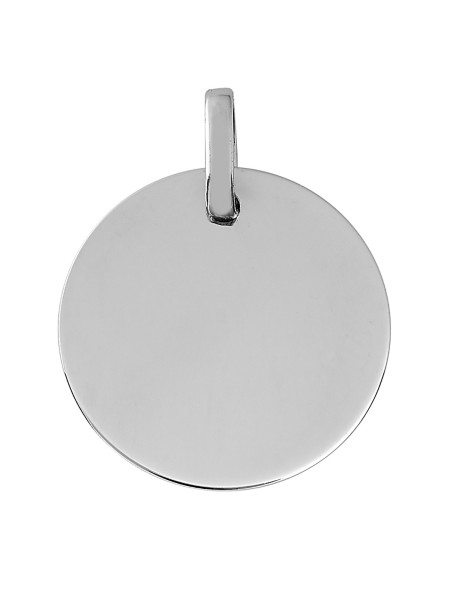 Médaille ronde or blanc 18 carats 15 mm