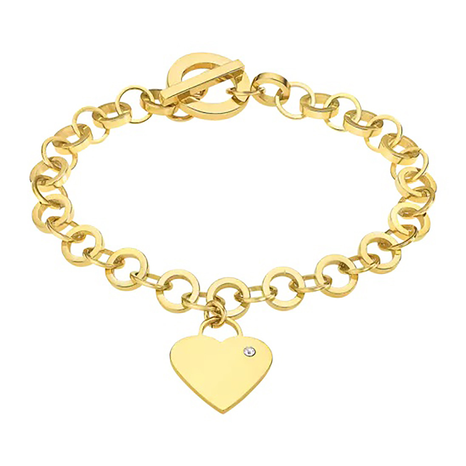 Bracelet femme LOTUS pampille coeur acier doré