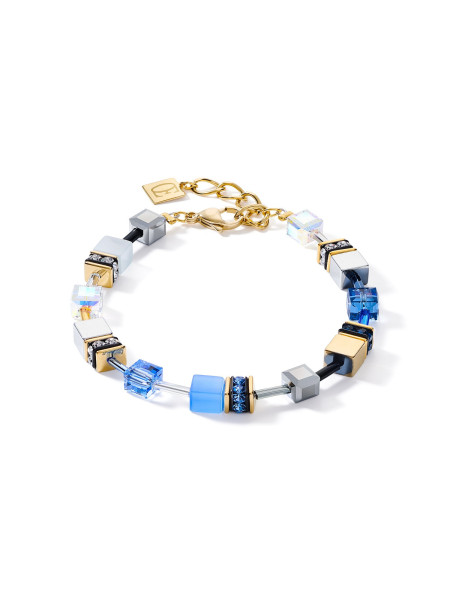 Bracelet Coeur de Lion Geocube doré bleu