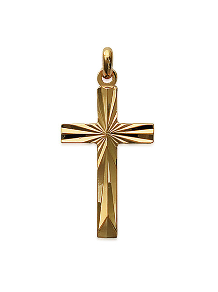 Pendentif Brillaxis croix striée plaqué or