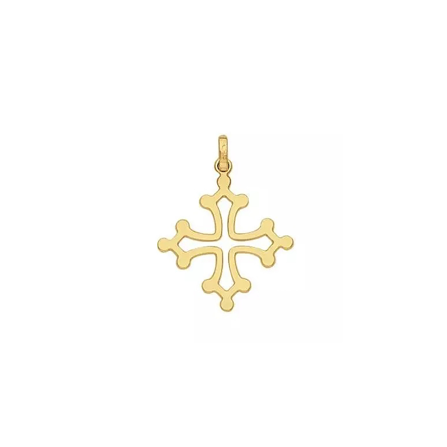 Pendentif croix du languedoc fil plat or 18 carats