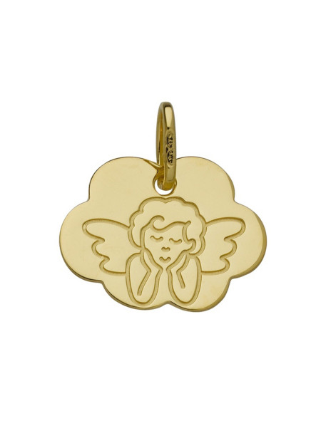 Médaille Brillaxis ange face stylisé nuage or jaune