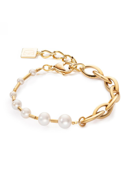 Bracelet Coeur de Lion Chunky Chain acier doré et
perles