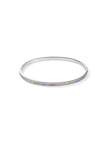 Bracelet jonc Coeur de Lion cristaux multicolores M