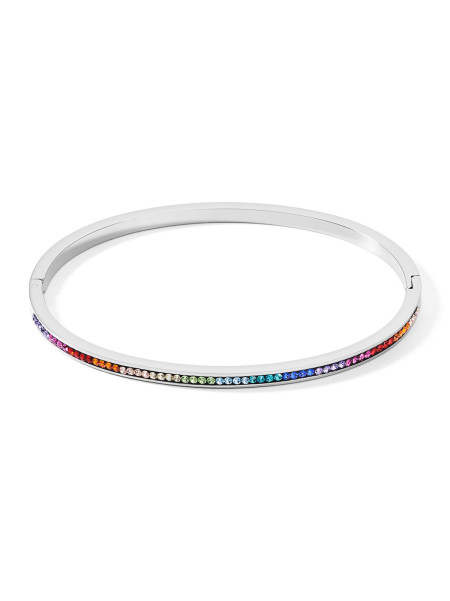 Bracelet jonc Coeur de Lion acier cristaux
multicolores M