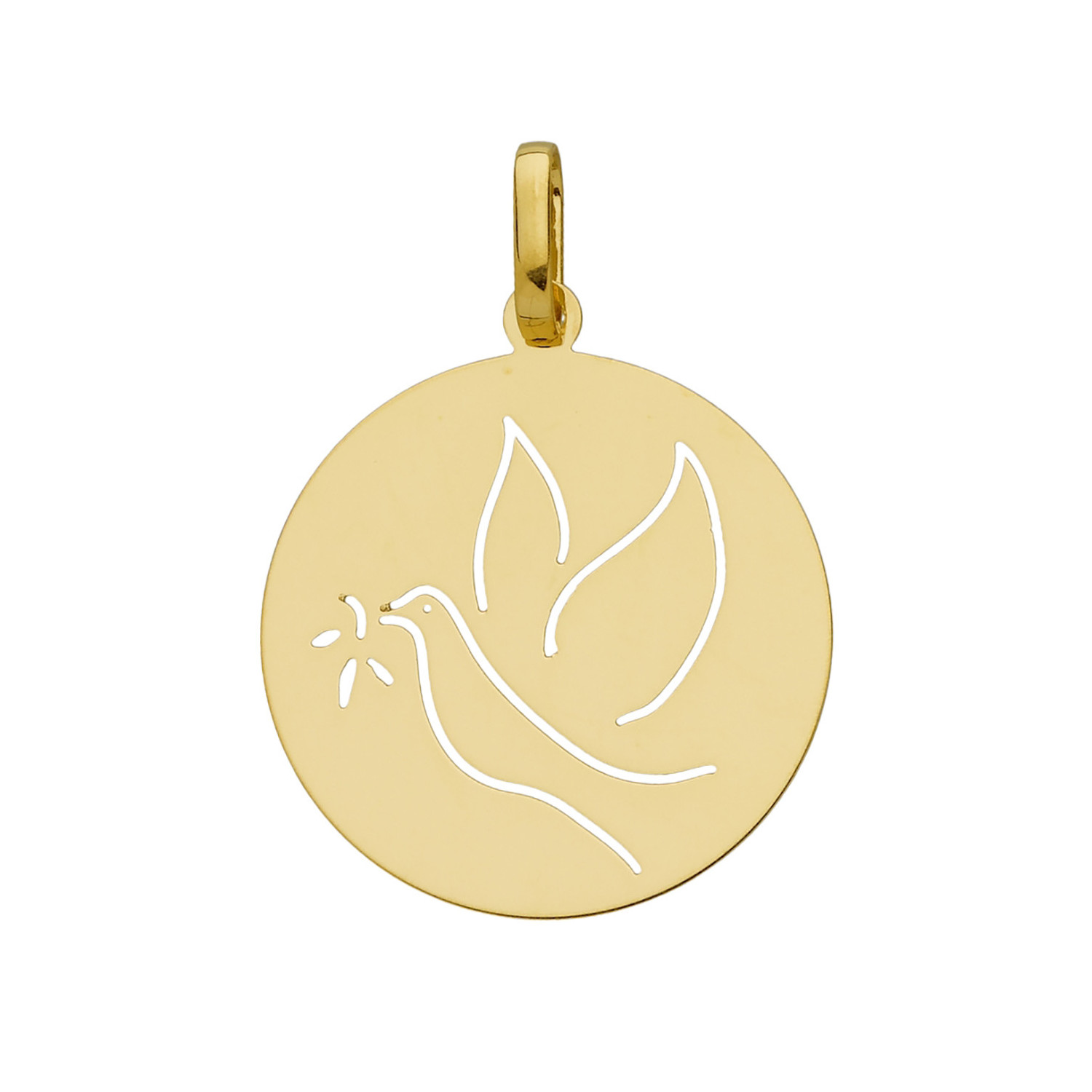 Médaille colombe baptême républicain or jaune