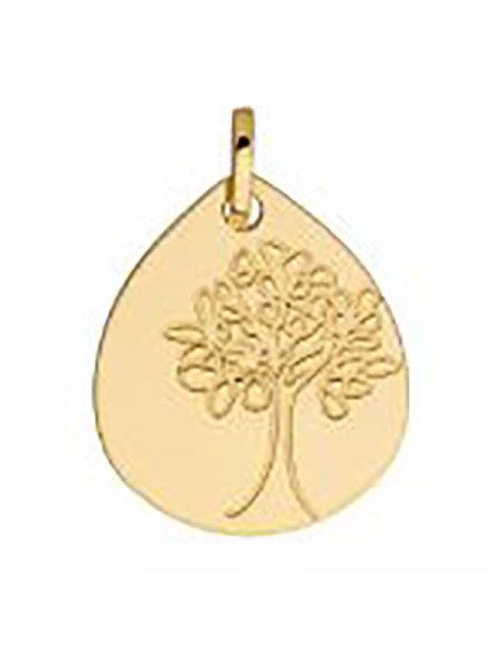 Médaille goutte arbre de vie or jaune 18 carats