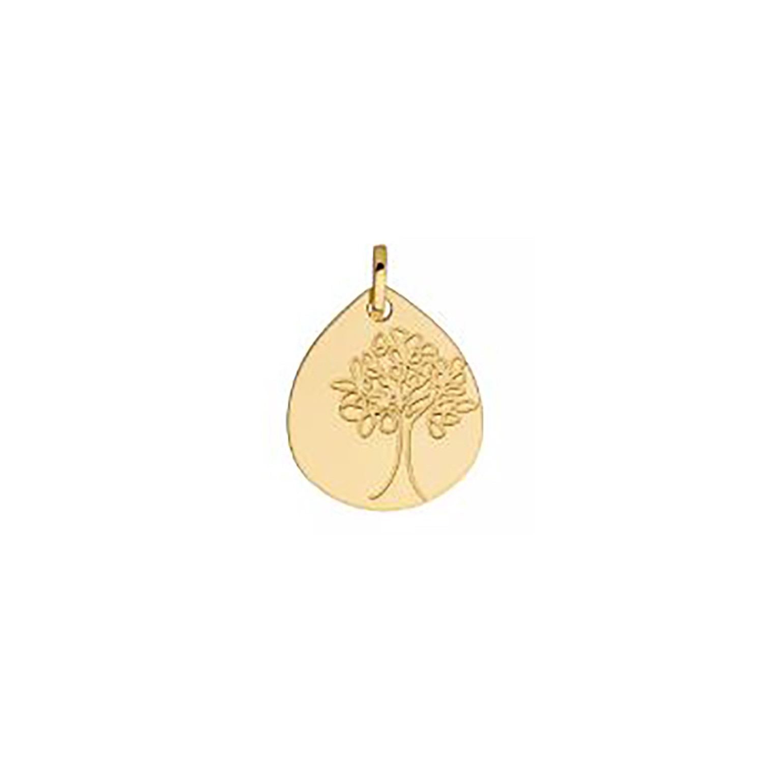Médaille goutte arbre de vie or jaune 18 carats