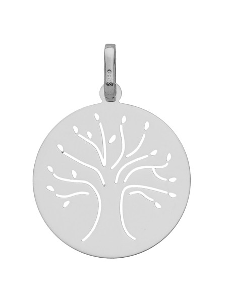 Médaille arbre de vie or blanc 18 carats