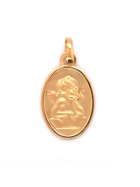 Médaille ovale Brillaxis ange or jaune 18 carats