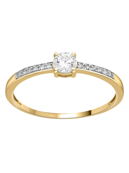 Solitaire accompagné or jaune 9 carats oxydes