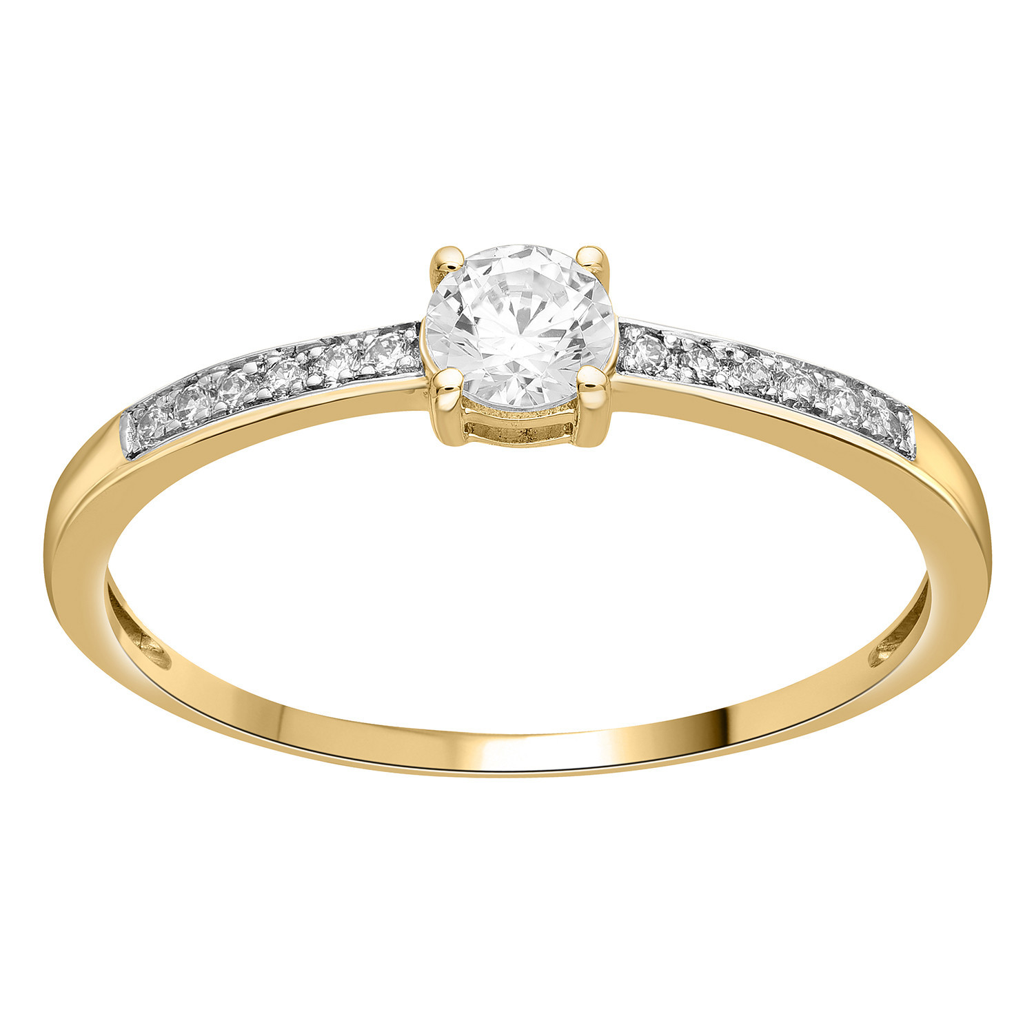 Solitaire accompagné or jaune 9 carats oxydes