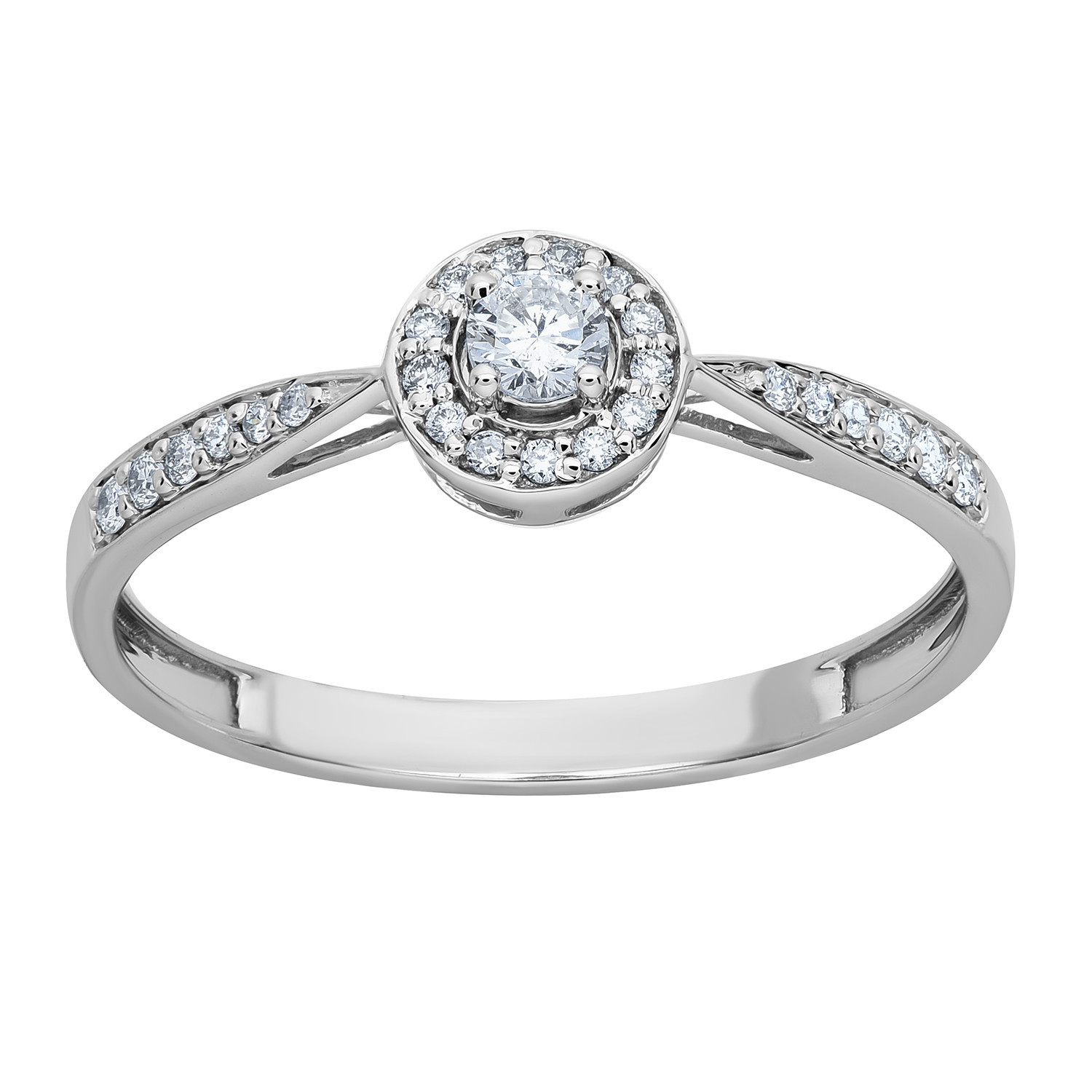 Solitaire accompagné or blanc 18 carats diamants