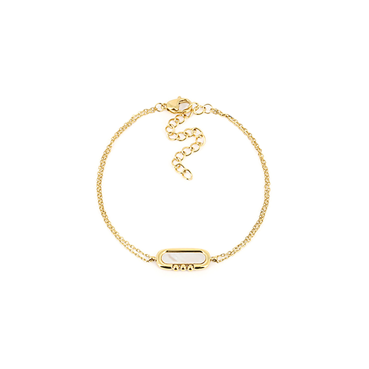 Bracelet Zag acier doré motif ovale nacre