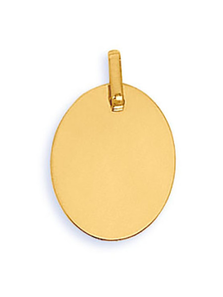 Pendentif plaque ovale or jaune 18 carats