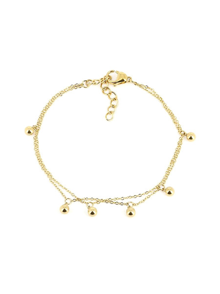 Bracelet Zag Bijoux double chaîne ronds dorés