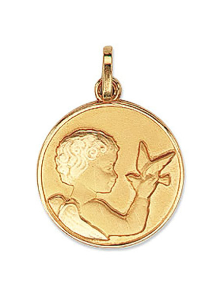 Médaille ange colombe or jaune 18 carats