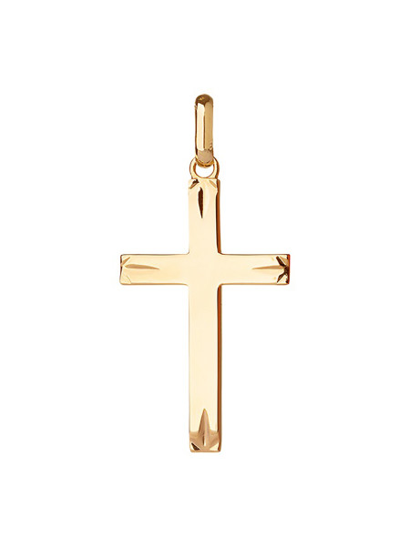 Pendentif grande croix extrémités creusées plaqué or