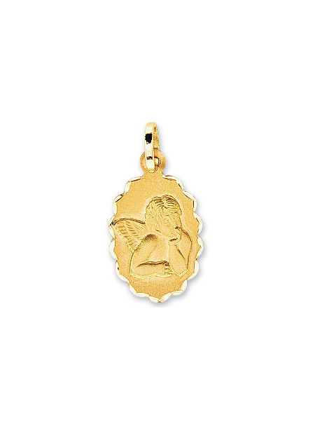 Médaille ange ovale or jaune 18 carats